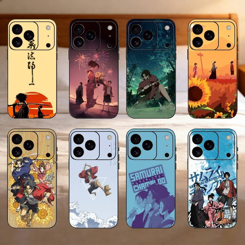 Чехол для телефона Samurai Champloo для iPhone 17,16,15,14,13,12,11 Plus,Pro Max,SE4 Мягкий силикон Черный чехол