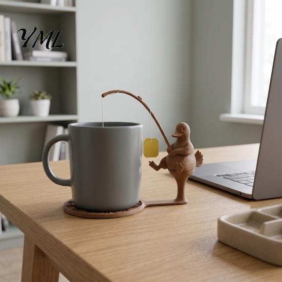Tea Bag Organizer for Mug Fishing Friends Holder, Cute Resin Teabag String Keeper, Whimsical Animal Garden Decor Decor, Fun Kitchen Counter Accessory,