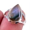 Natural Labradorite Gemstone 925 Solid Sterling Silver Jewelry Ring Size 6 E4r95