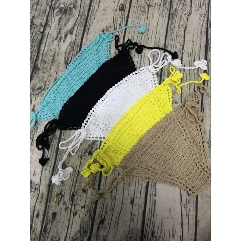 Вязаный крючком купальник бикини женский пляжный сексуальный завязывающийся раздельный купальник