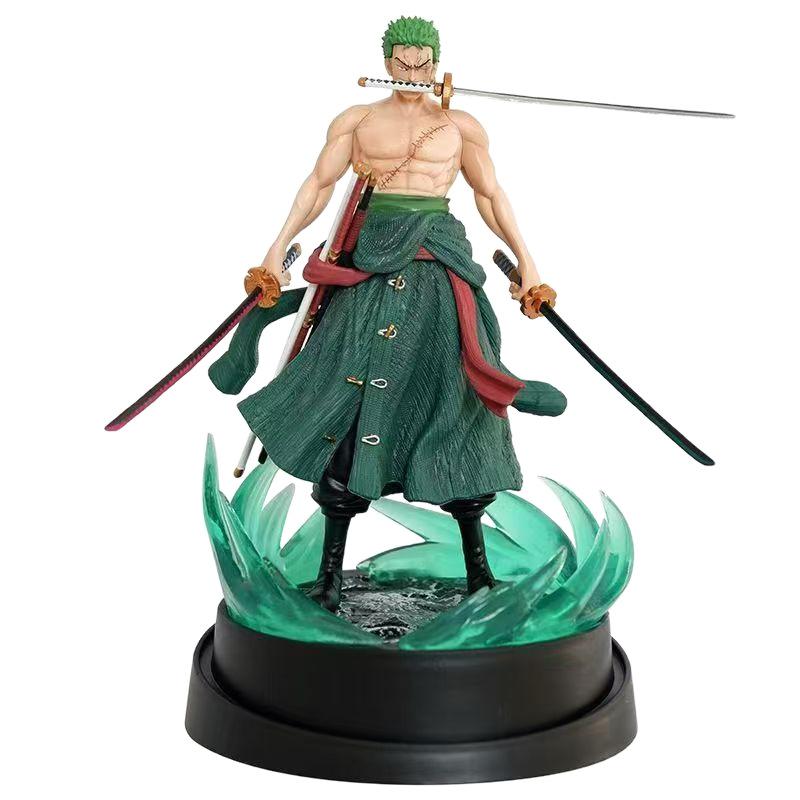 One Piece Ророноа Зоро Стиль Трех Мечей Двухголовая Скульптура GK Статуя 24 см Аниме Фигурка Коллекционная Модель
