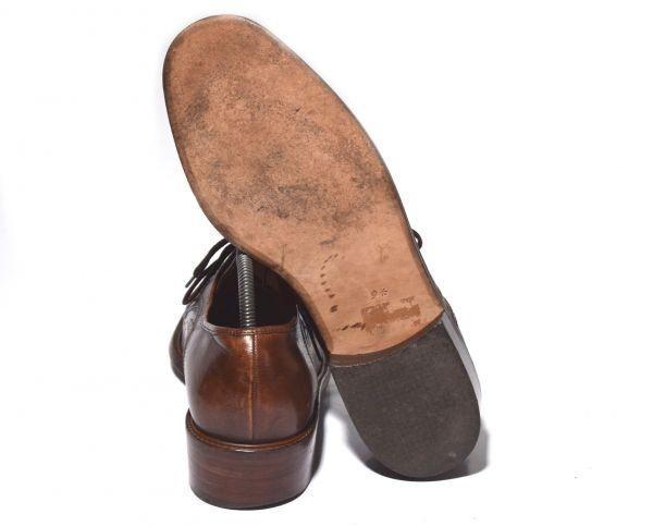 Винтажные туфли 70-80-х годов Западная Германия/mercedes/Полностью кожаные туфли с U-образным мыском/9/27.5/Коричневые/(ИСПОЛЬЗОВАЛ)
