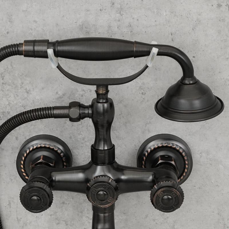 Black wall-mounted bathtub faucet LEXIE