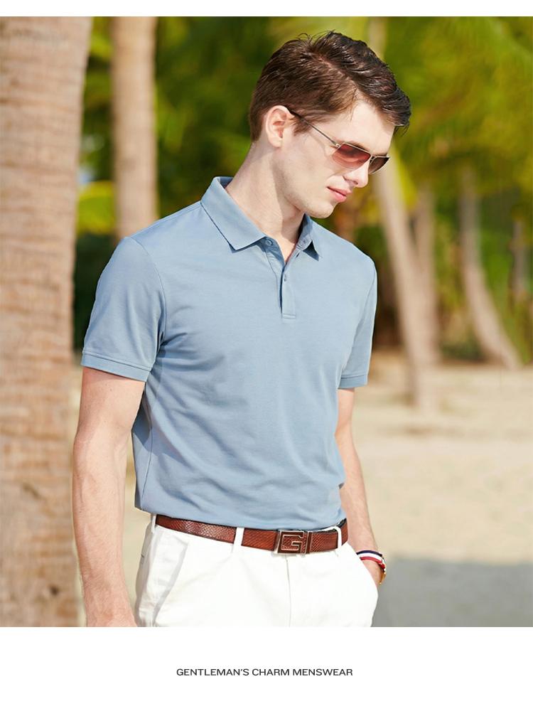 Summer New Business Polo Shirt with Mulberry Silk and Linen, Men's Cool and Non pilling Short sleeved T-shirt
