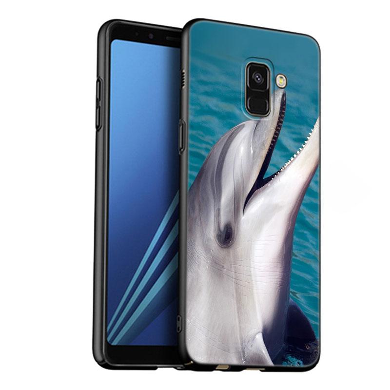 Animal Dolphin Phone Case For Samsung Galaxy A01 A03 Core A04 E A02 A05 A10 A20 A21 A30 A50 S A6 A8 Plus A7 2018 Black Cover