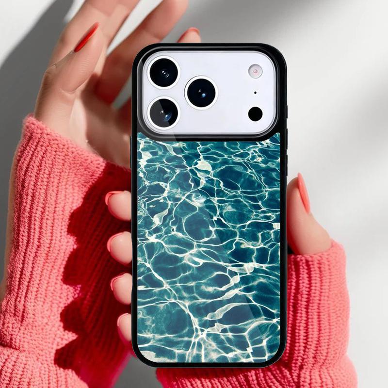 Летний чехол для телефона с узором «Водная гладь» для iPhone 17 Air 16e 15 14 13 Pro Max Задняя крышка для 12 11 Pro Coque