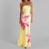 Women's Summer Fashion Elegant Sheath Printed Sexy Waistless Long Dresses