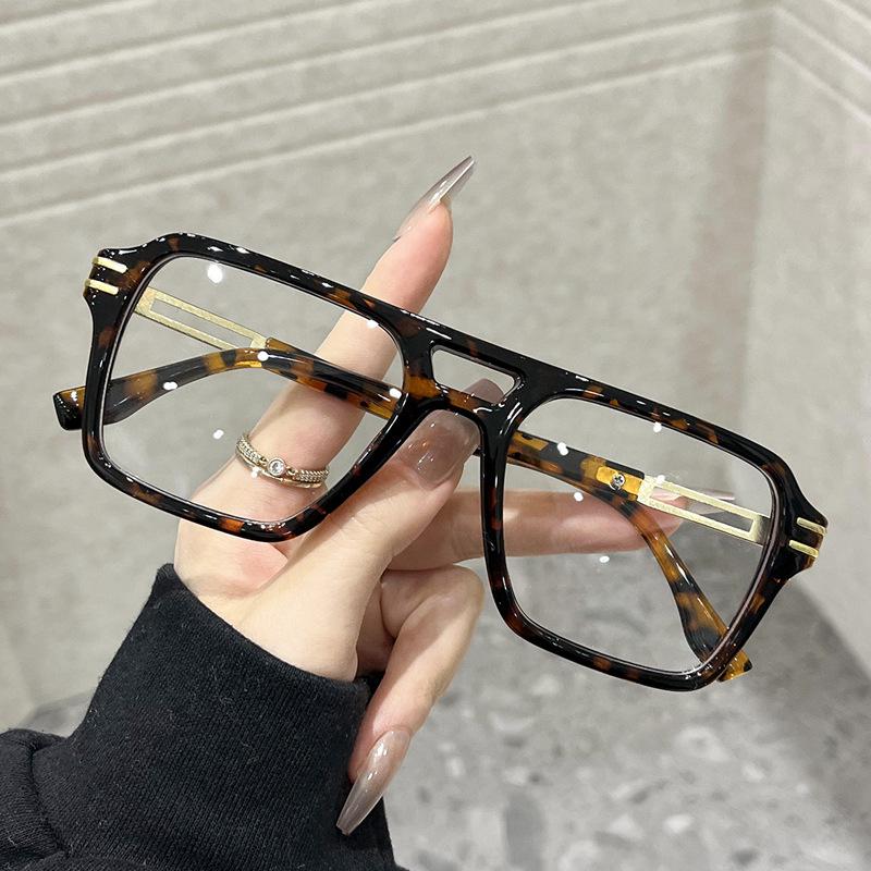 2026 Fashion Retro Large Frame Anti-Blue Light Glasses with Double Bridge