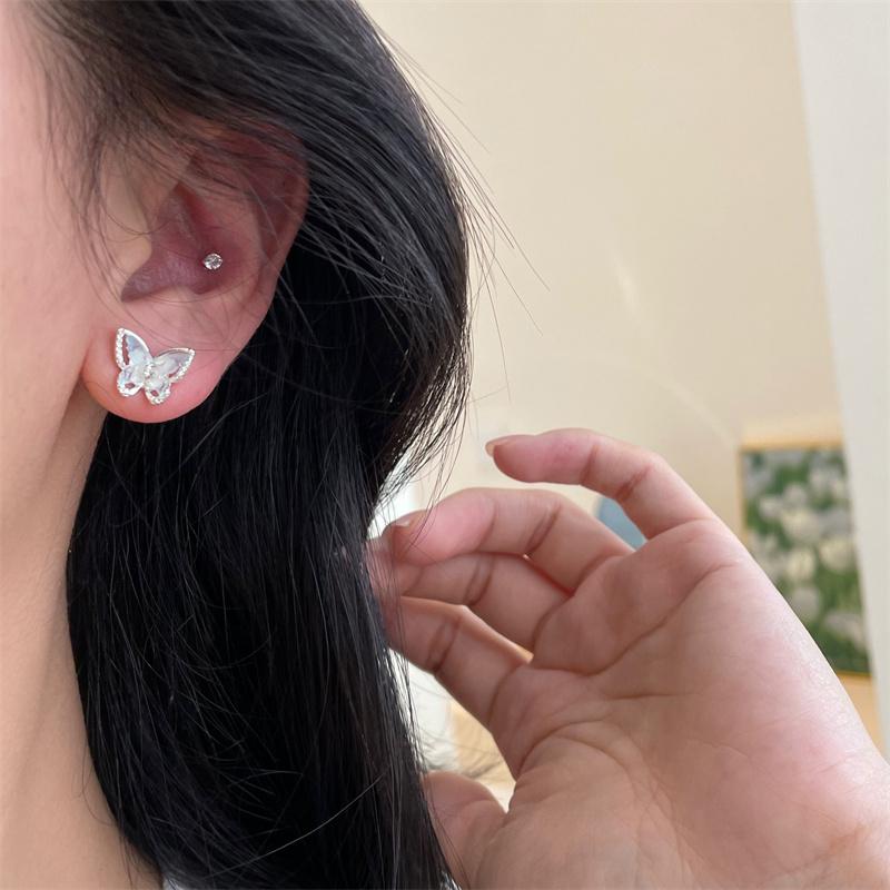 Милые серьги-гвоздики в форме опала в форме бабочки для женщин и девочек, изысканные серьги-гвоздики в форме бабочки и жемчуга, ювелирные изделия, подарки