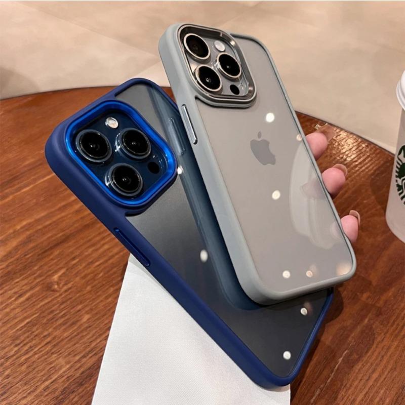 Роскошный Прозрачный Ударопрочный Чехол Для iPhone 15 14 13 12 Mini 17 Pro XS Max XR X 7 8 Plus Мягкий Бампер Металлическая Защитная Крышка для Камеры