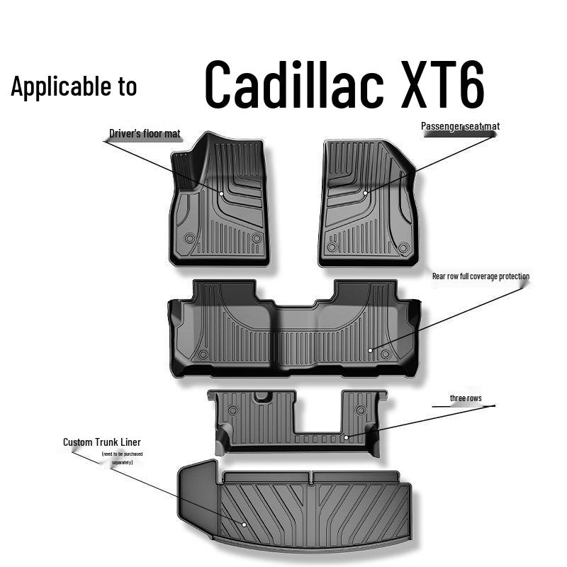 Коврики в салон Cadillac XT6 из ТПЭ (Модели 2020-2025 гг.) - Оригинальный стиль, Полное окружение