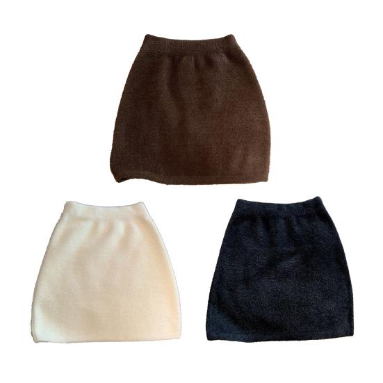 Mini Skirt Solid Color Imitation Mink Fleece High-Waisted Winter Skirt Hip Wrapped Short Skirt Commuting Street Daily Wear