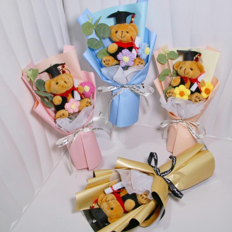 Выпускной сезон мультяшный медведь декоративный вязаный пуф ручной работы бант лента реквизит для фотосъемки подарочные аксессуары