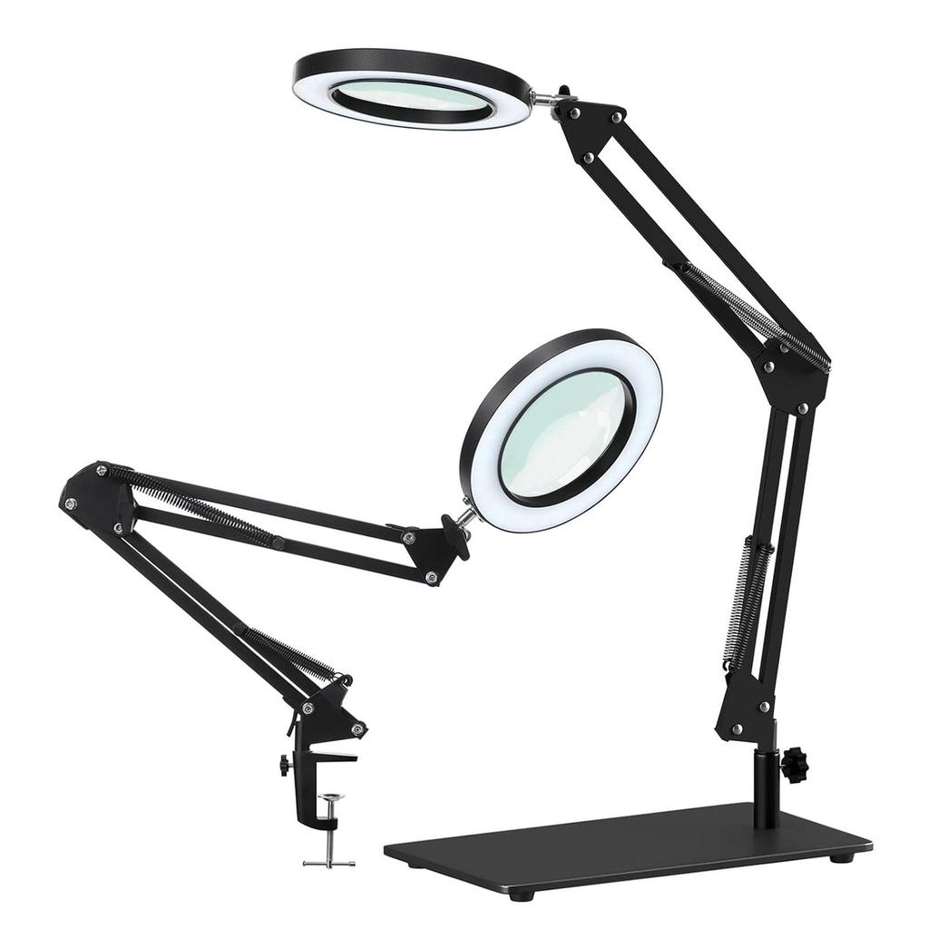 LED Long Arm American Style Folding Magnifier Desk Lamp for Welding and Repair with Eye Protection