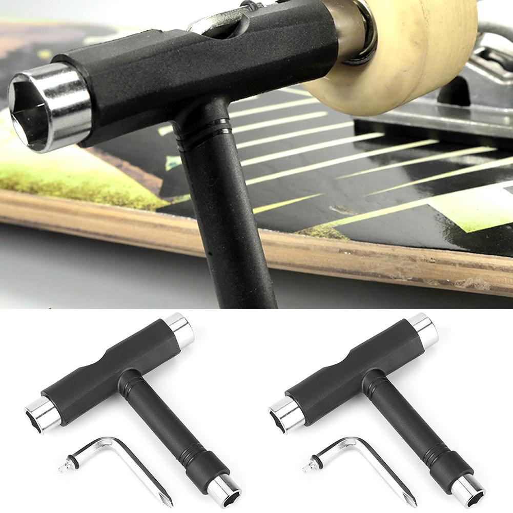 2 Sets Steel Durable Portable Plastic Covered Edge Skateboard T Shape Skate Wrench Repair Tool Accessory