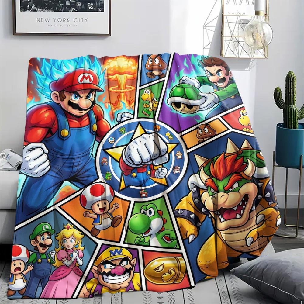 Super Mario Flannel Blanket Print Cozy Comfortable Warm for Home Indoor Picnic Bed Sofa Chair.-TING