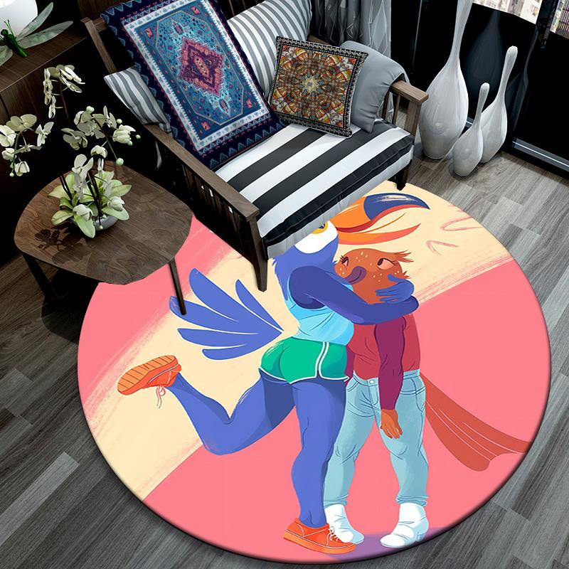 Tuca & Bertie Round Area Rug,Carpet Rug for Living Room Bedroom Sofa Playroom Decor,Non-slip Floor Mat
