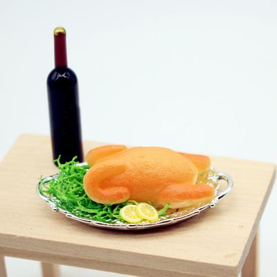 Миниатюрная жареная курица Реалистичная рождественская жареная курица на тарелке Куклы Аксессуар Миниатюрная еда