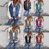 European & American Style Denim Patchwork Jacket - Casual Fashion Drop Shoulder Coat for Women