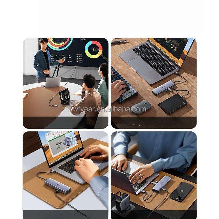 Многофункциональный адаптер-хаб 7-в-1 USB-C, multiportвый адаптер 2.0 4K 30 Гц для 2.0 7 USB 3.0 3,5 мм AUX, алюминиевый сплав, передача данных, в наличии