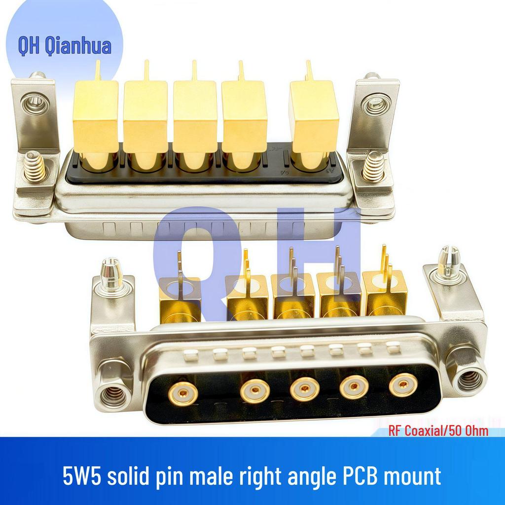 RF Coaxial 5W5 Male-Female Solder Type Straight Plug Socket D-SUB Connector