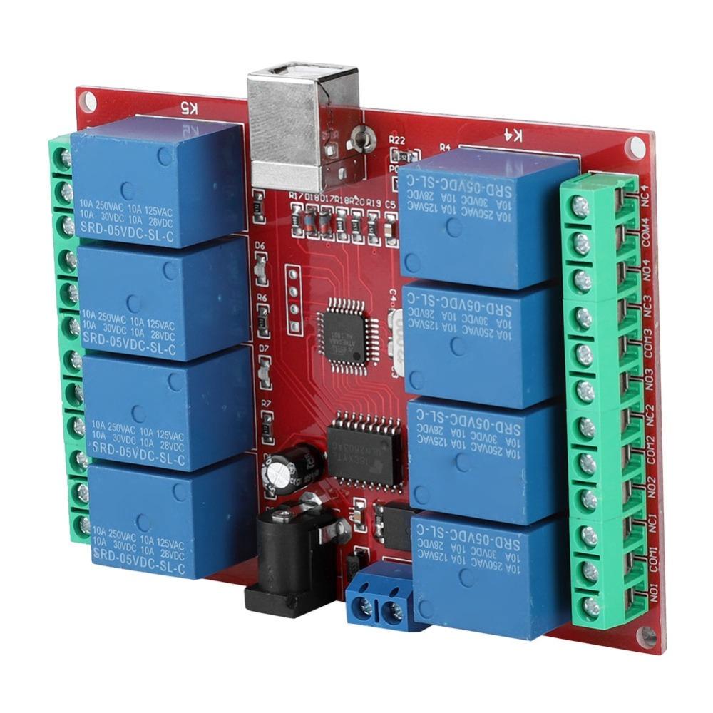 8-Channel Control Switch Relay 5V DC Intelligent Control Module USB Control