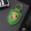 High Quality PU Leather Car Keychain Shield Alloy Keyring Pendant Gift For Porsche Cayenne Panamera Macan Boxster Cayman Sticker CY5