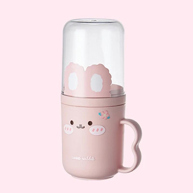 Portable Children's Cartoon Toothcare Box with Mouthwash Cup Travel & Household Dental Care Set Toothbrush Storage Case
