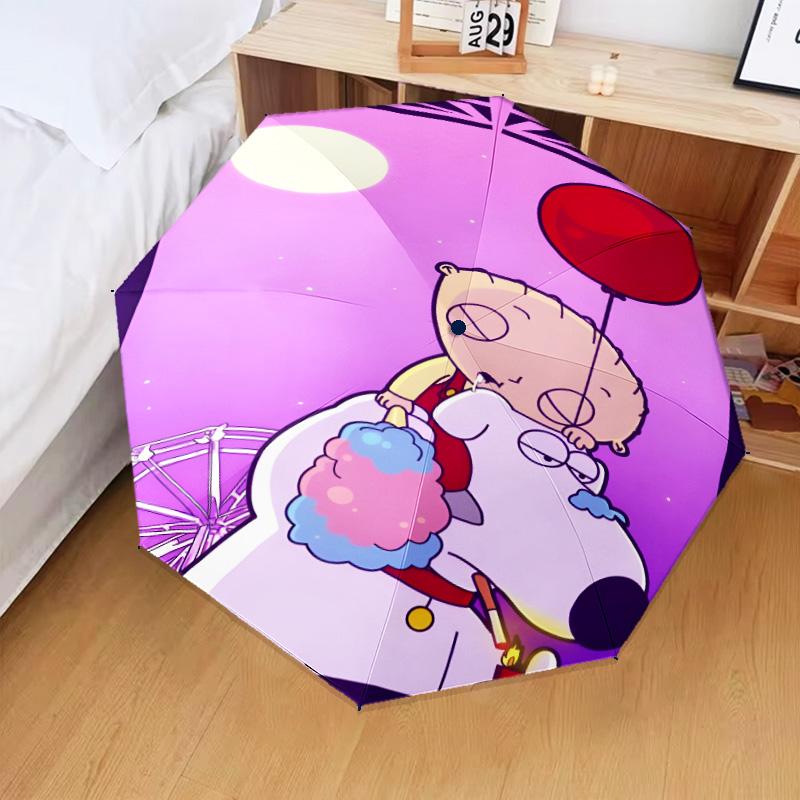 1PC Guy Family Automatic Folding Umbrella 8-Rib Travel Umbrella with Auto Portable Case, Ideal Gift for Birthdays
