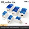 UKK80 1-In 6-Out DIN Rail Brass Junction Box with Snap-On Terminal Block