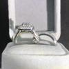 Hot Selling Women's Gorgeous Princess Cut Cubic Zirconia Promise Engagement Bridal Wedding Ring Set Jewelry Accessories