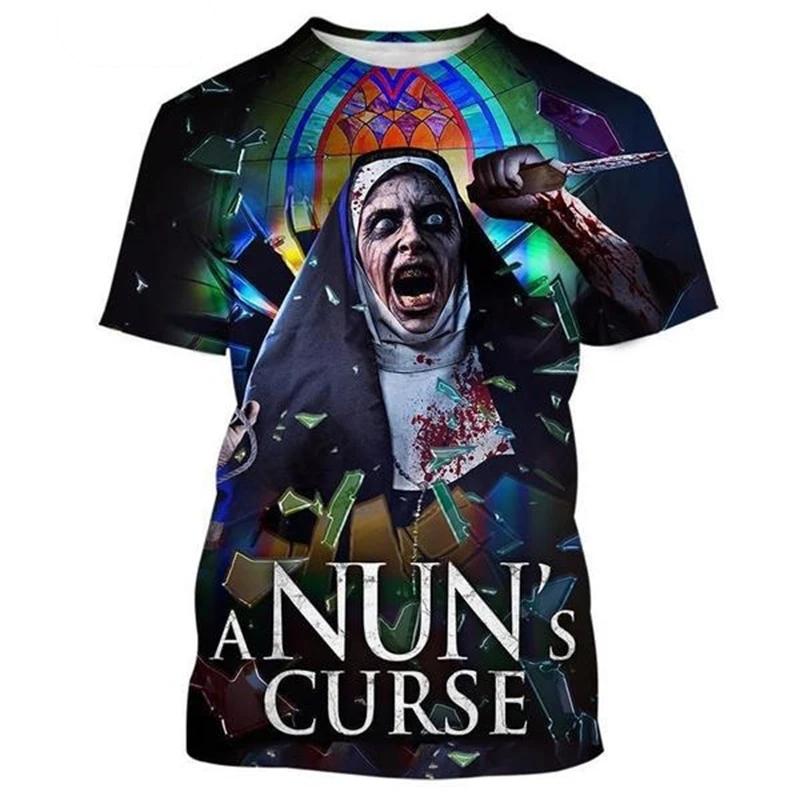 Horror Movie The Nun Graphic T-shirts 3D Print Men/Women Short Sleeve O-Neck T-shirt Oversized Streetwear Harajuku Tees Y2k Tops