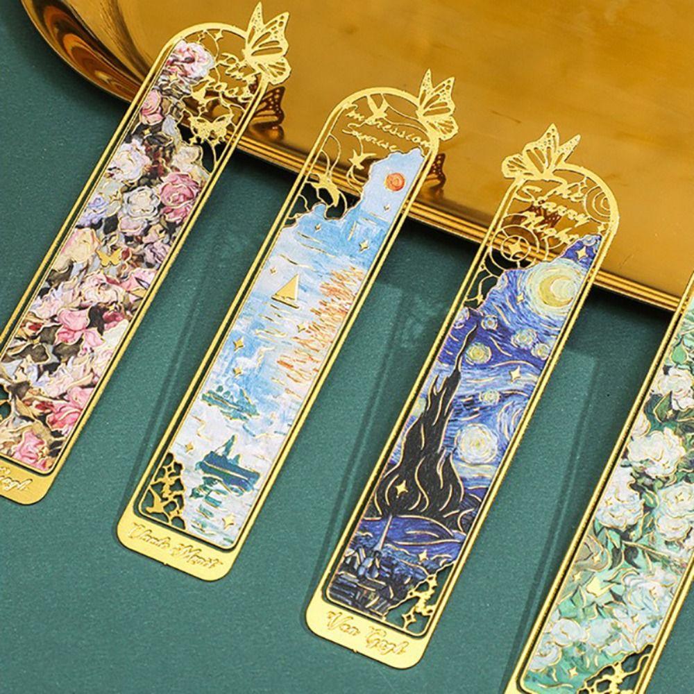 Oil Painting Metal Bookmark Metal Pagination Mark Multifunctional Reading Book Clip  Gifts