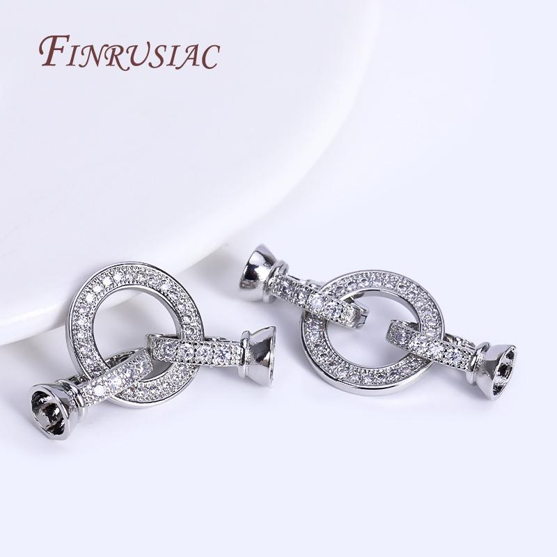 18 К позолоченные инкрустированные циркониевые застежки-застежки для изготовления ожерелья, застежки для бусин, застежка «сделай сам», фурнитура для ювелирных изделий из жемчуга