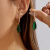 Винтажные серьги-хупы с изумрудно-зелеными фианитами в форме слезы для женщин и девочек, паве, серьги-кольца, огранка «капля», элегантные украшения в стиле «старые деньги», подарок