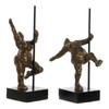 Decorative Figurine - Modern Classical Dancer - Golden Aluminum - Mango Wood - 20 X 10 X 31 Cm