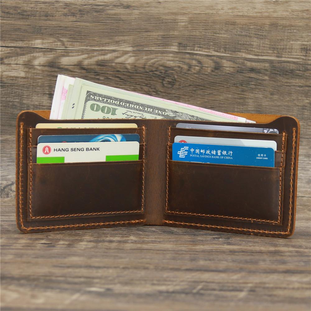 Wallet Men Genuine Leather Short Wallets Vintage Money Purses Business Card Holder
