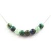 Stones and Minerals. Green Tiger Eye + Malachite + Aventurine + Turquoise Pearl Necklace Stainless Steel Chain.