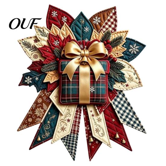 Unique Seasonal Decorative Crafts Christmas DIY Quilted Bow Sewing Craft Kit, Pre-cut Patchwork Handmade Fabric Decoration Projects Set, Holiday Door