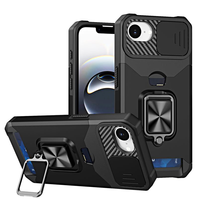 Ударопрочный тяжелый жесткий чехол с металлической подставкой и слотом для карт для iPhone 16 Pro Max 15 Pro Max 14 Pro Max