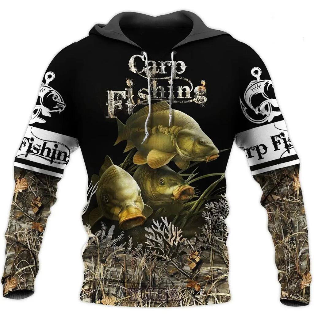 Spring Autumn Cool Carp Fishing 3D Printed Fashion Men's Hoodie Sweatshirts Oversized Tops Harajuku Style Casual Pullovers