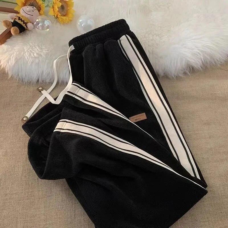 Corduroy Winter Women's Wide-leg Pants Harajuku Street Pants Spring and Autumn Pants Women's High Waist Trousers