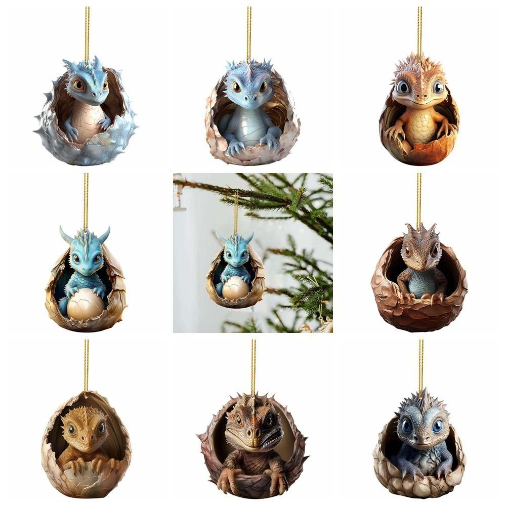 2D Christmas Dragon Pendant Dragon Egg Acrylic Dragon Pendant Dragon Baby Egg Ornament  Home