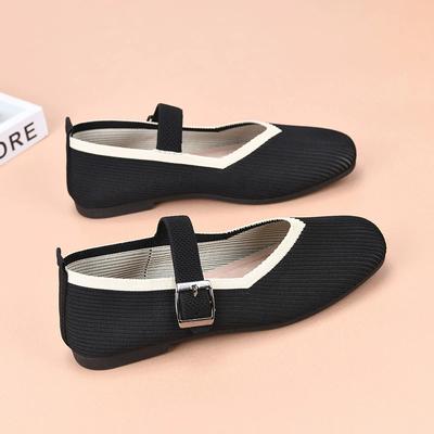 Женские дышащие сетчатые туфли Квадратные повседневные туфли Мягкие легкие дышащие туфли на плоской подошве для женщин