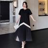 2023 Plus Size T-Shirt Dress Summer Women Solid Loose Striped Beach Casual Female O-Neck Dress