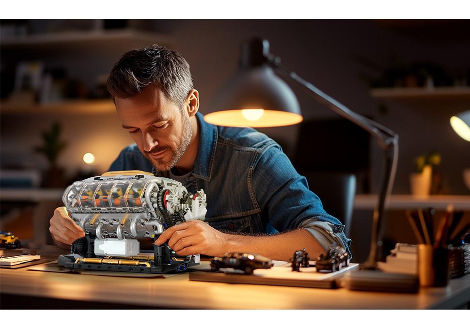 Gaoshan 3053 Электрический турбированный двигатель V8 Совместимые с Lego Игрушечные кубики