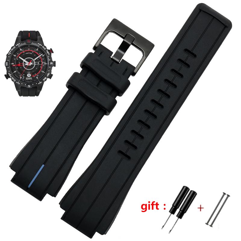Большой резиновый ремешок для часов для timex WATCHT2N720 T2N721 TW2T76300, черный водонепроницаемый силиконовый спортивный ремешок 24*16 мм
