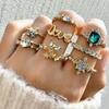 Fashionable Light Luxury Diamond Butterfly Peach Heart Women's Ring Set Exquisite Niche Love Moon Joint Ring