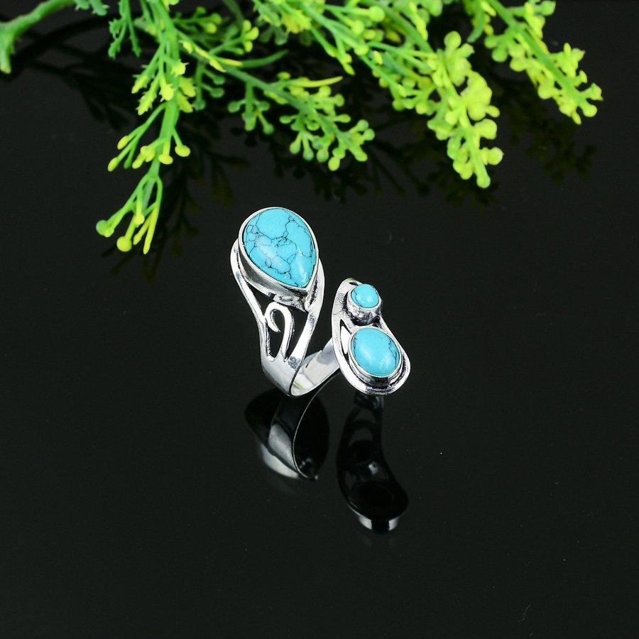 Кольцо Santa Rosa Turquoise ручной работы из стерлингового серебра 925 пробы, размер 12 г9Y05