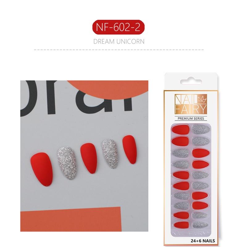 Fake Nails Matte Frosted Full Set Coffin Nails Girl Ballet False Nails Finished Nail Art Glitter Shiny Blingbling Press On Square Pointed Full Cover